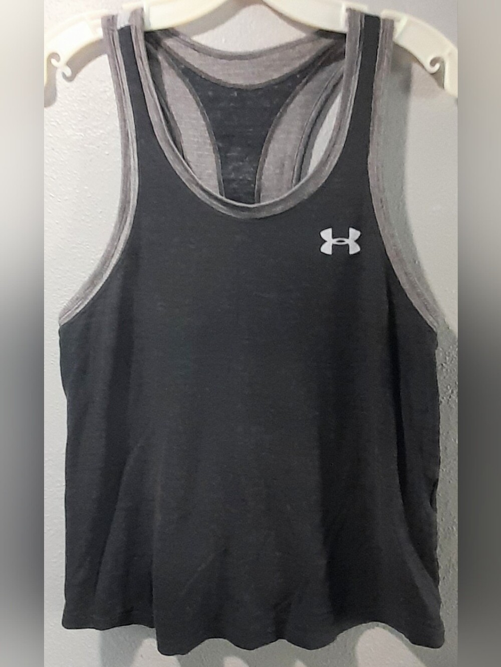 Under Armour Black Tank with Gray Trim and White Logo